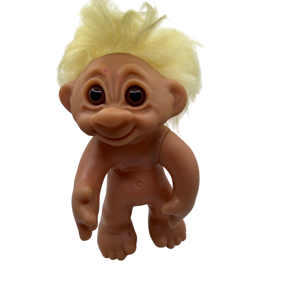 Vintage‎ Troll Doll Yellow Hair 5 Inch Vinyl Figure Collectible 604 Markings - Picture 2 of 7